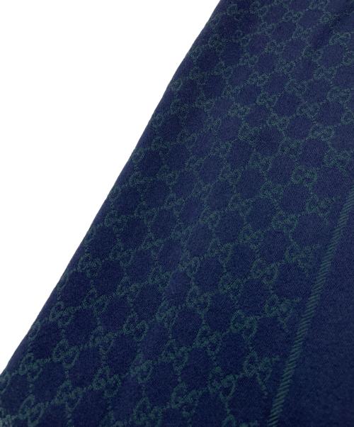 GUCCI（グッチ）GUCCI (グッチ) ウールストール ネイビー×グリーンの古着・服飾アイテム