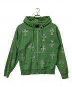 unknownアンノーン）の古着「ラインストーンジップパーカー」｜グリーン