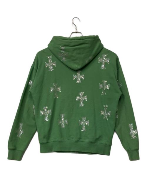 unknown（アンノーン）unknown (アンノーン) ラインストーンジップパーカー グリーン サイズ:Sの古着・服飾アイテム