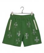 unknownアンノーン）の古着「ラインストーンスウェットハーフパンツ」｜グリーン