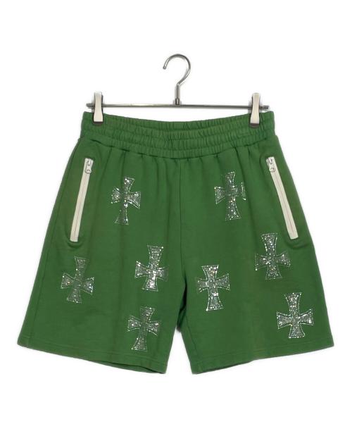 unknown（アンノーン）unknown (アンノーン) ラインストーンスウェットハーフパンツ グリーン サイズ:Mの古着・服飾アイテム