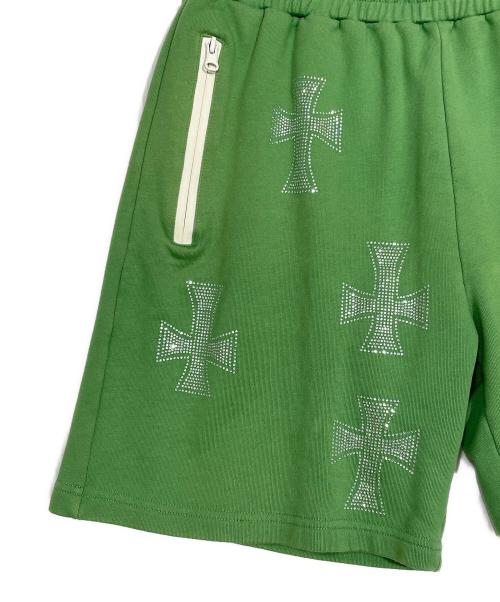 unknown（アンノーン）unknown (アンノーン) ラインストーンスウェットハーフパンツ グリーン サイズ:Mの古着・服飾アイテム