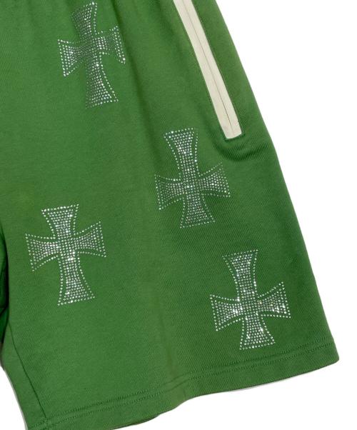 unknown（アンノーン）unknown (アンノーン) ラインストーンスウェットハーフパンツ グリーン サイズ:Mの古着・服飾アイテム