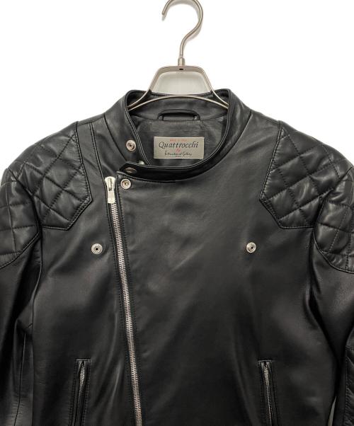 quattrocchi（クアトロッキ）quattrocchi (クアトロッキ) ライダースジャケット ブラック サイズ:48の古着・服飾アイテム