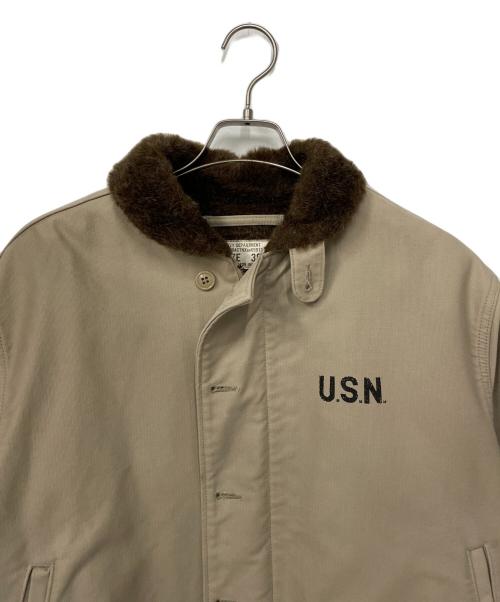 HOUSTON（ヒューストン）HOUSTON (ヒューストン) N-1デッキジャケット ベージュ サイズ:Mの古着・服飾アイテム