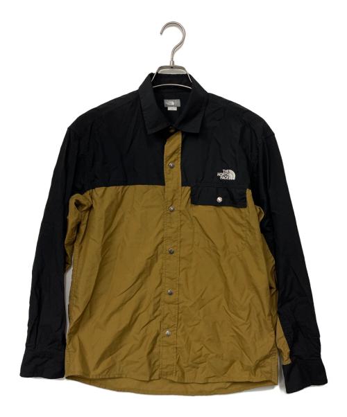 THE NORTH FACE（ザ ノース フェイス）THE NORTH FACE (ザ ノース フェイス) ロングスリーブ ヌプシシャツ ブラック×カーキ サイズ:Sの古着・服飾アイテム