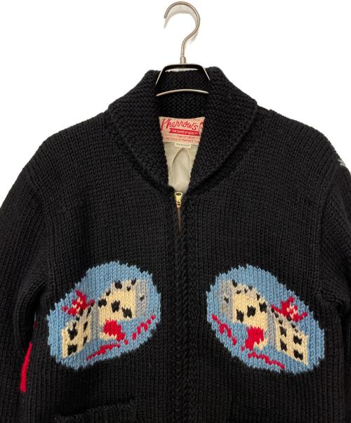 Pherrow's（フェローズ）Pherrow's (フェローズ) カウチンニットカーディガン ブラック サイズ:Mの古着・服飾アイテム