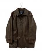 LAND'S ENDランズエンド）の古着「レザーコート」｜ブラウン