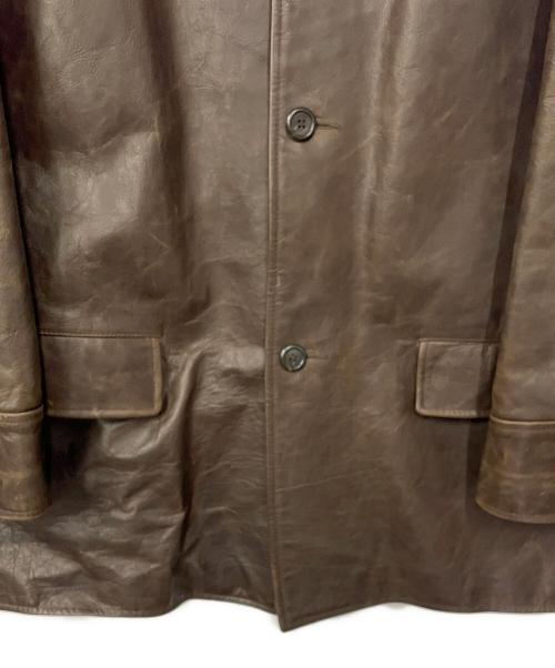 LAND'S END（ランズエンド）LAND'S END (ランズエンド) レザーコート ブラウン サイズ:Lの古着・服飾アイテム