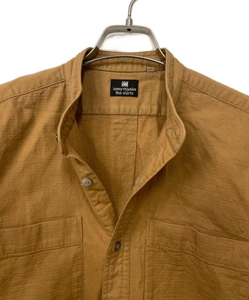 ISSEY MIYAKE（イッセイミヤケ）ISSEY MIYAKE (イッセイミヤケ) バンドカラーシャツ ブラウン サイズ:Mの古着・服飾アイテム