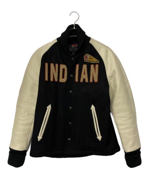INDIAN MOTORCYCLE（インディアンモーターサイクル）INDIAN MOTORCYCLE (インディアンモーターサイクル) スタジャン ブラック×アイボリー サイズ:Lの古着・服飾アイテム