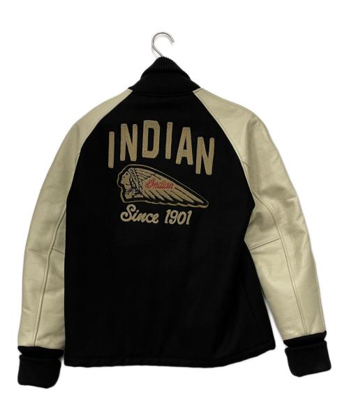INDIAN MOTORCYCLE（インディアンモーターサイクル）INDIAN MOTORCYCLE (インディアンモーターサイクル) スタジャン ブラック×アイボリー サイズ:Lの古着・服飾アイテム