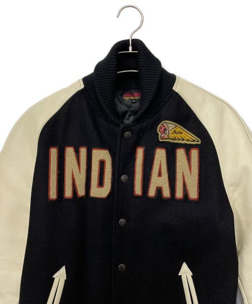 INDIAN MOTORCYCLE（インディアンモーターサイクル）INDIAN MOTORCYCLE (インディアンモーターサイクル) スタジャン ブラック×アイボリー サイズ:Lの古着・服飾アイテム
