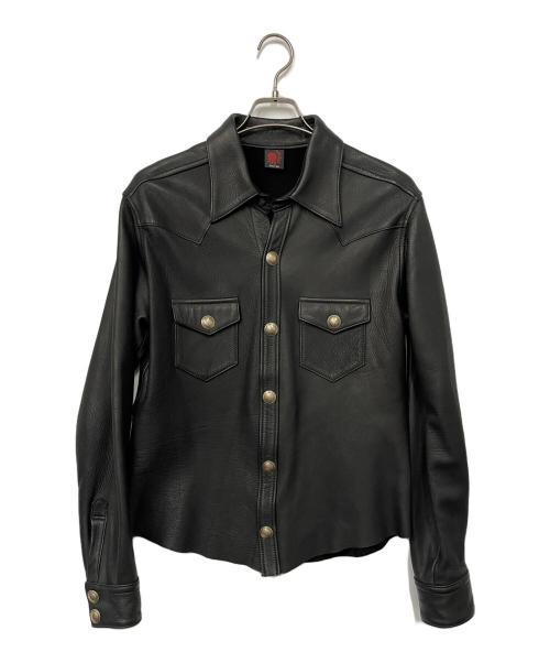 RED MOON（レッドムーン）RED MOON (レッドムーン) レザーシャツ ブラック サイズ:42の古着・服飾アイテム