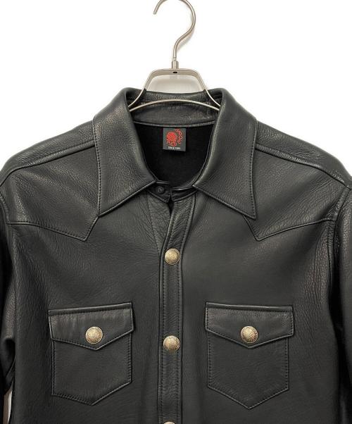 RED MOON（レッドムーン）RED MOON (レッドムーン) レザーシャツ ブラック サイズ:42の古着・服飾アイテム