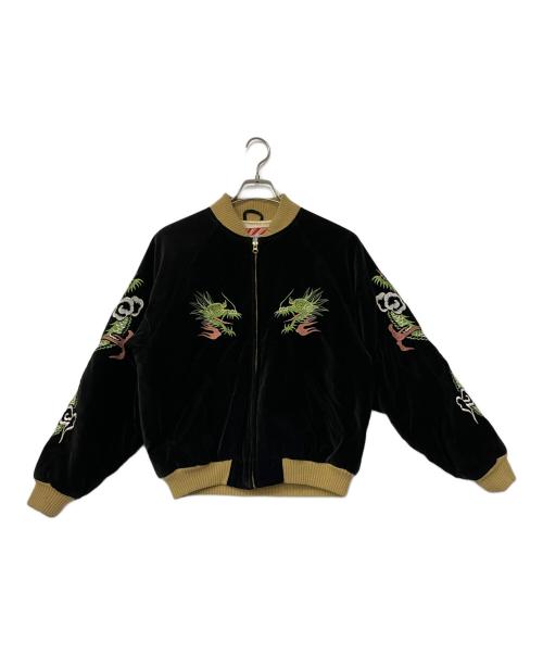 HOUSTON（ヒューストン）HOUSTON (ヒューストン) ベロアスカジャン ブラック サイズ:Mの古着・服飾アイテム