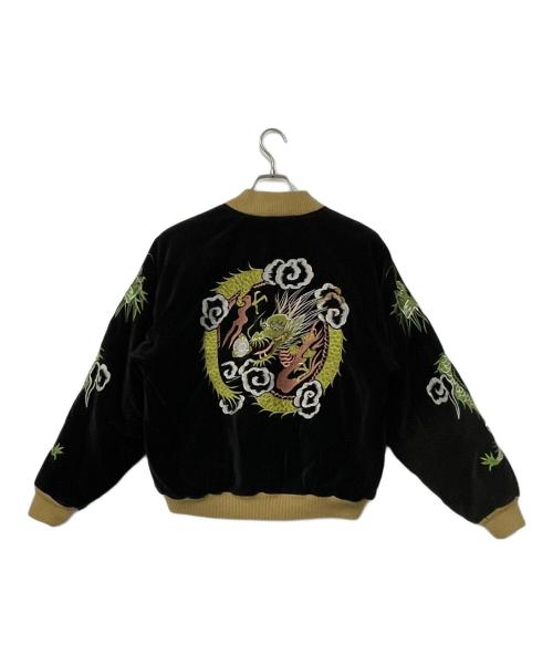 HOUSTON（ヒューストン）HOUSTON (ヒューストン) ベロアスカジャン ブラック サイズ:Mの古着・服飾アイテム