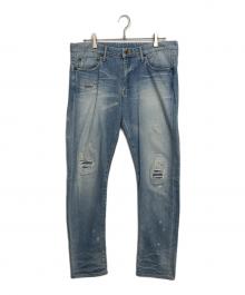 JAPAN BLUE JEANS（ジャパンブルージーンズ）の古着「ダメージ加工デニムパンツ」｜ブルー