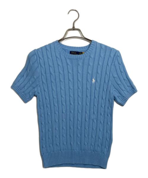 POLO RALPH LAUREN（ポロ・ラルフローレン）POLO RALPH LAUREN (ポロ・ラルフローレン) ポニー刺繍半袖ニット スカイブルー サイズ:M 未使用品の古着・服飾アイテム
