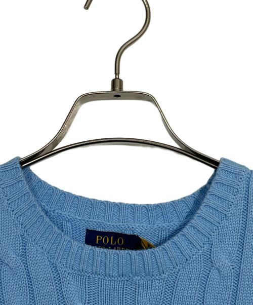 POLO RALPH LAUREN（ポロ・ラルフローレン）POLO RALPH LAUREN (ポロ・ラルフローレン) ポニー刺繍半袖ニット スカイブルー サイズ:M 未使用品の古着・服飾アイテム