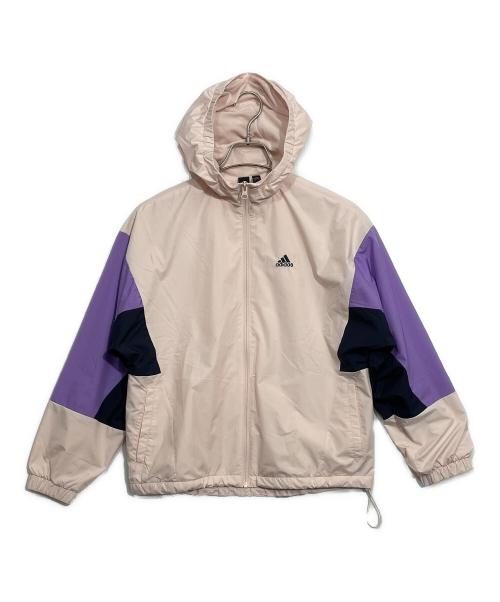 adidas（アディダス）adidas (アディダス) カラーブロック ルーズフィット ウィンドブレーカー ライトピンク×パープル×ブラック サイズ:XSの古着・服飾アイテム