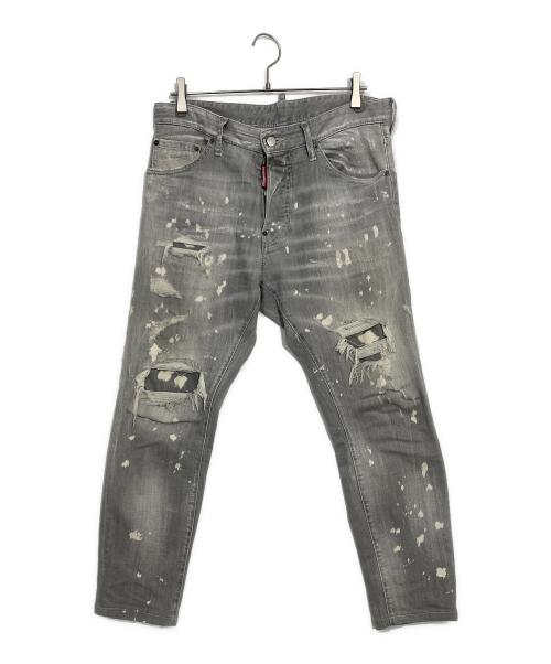 DSQUARED2（ディースクエアード）DSQUARED2 (ディースクエアード) ダメージ加工デニムパンツ グレー サイズ:48の古着・服飾アイテム
