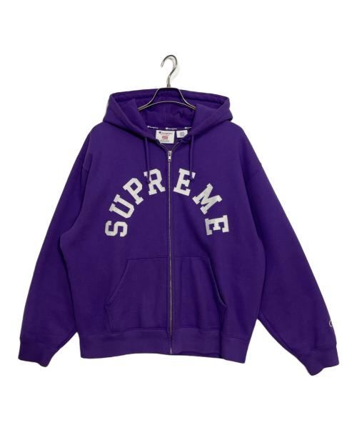 Champion（チャンピオン）Champion (チャンピオン) SUPREME (シュプリーム) ジップパーカー パープル サイズ:Lの古着・服飾アイテム