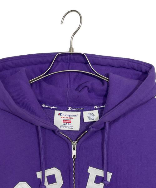 Champion（チャンピオン）Champion (チャンピオン) SUPREME (シュプリーム) ジップパーカー パープル サイズ:Lの古着・服飾アイテム
