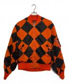 HOUSTONヒューストン）の古着「ガーメントダイナイロンラインクルーマンMA-1」｜オレンジ×ブラック