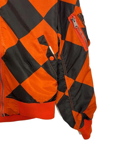HOUSTON（ヒューストン）HOUSTON (ヒューストン) ガーメントダイナイロンラインクルーマンMA-1 オレンジ×ブラック サイズ:Mの古着・服飾アイテム