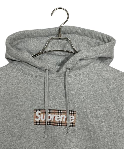 BURBERRY（バーバリー）BURBERRY (バーバリー) SUPREME (シュプリーム) box logo hooded sweatshirt ライトグレー サイズ:Mの古着・服飾アイテム