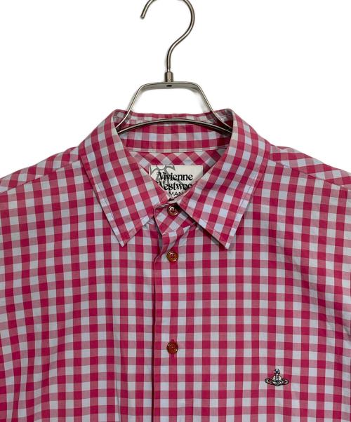 Vivienne Westwood man（ヴィヴィアン ウェストウッド マン）Vivienne Westwood man (ヴィヴィアン ウェストウッド マン) チェックシャツ ピンク×グレー サイズ:46の古着・服飾アイテム