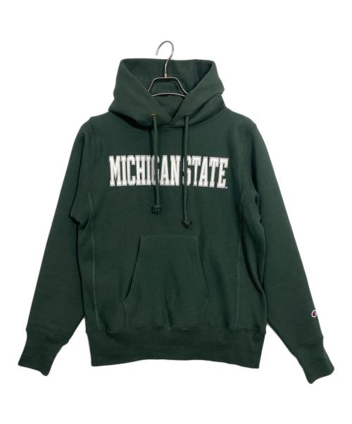Champion REVERSE WEAVE（チャンピオン リバース ウィーブ）Champion REVERSE WEAVE (チャンピオン リバース ウィーブ) MICHIGAN STATE プルオーバーパーカー グリーン サイズ:Mの古着・服飾アイテム