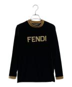 FENDIフェンディ）の古着「ベロア長袖カットソー」｜ブラック