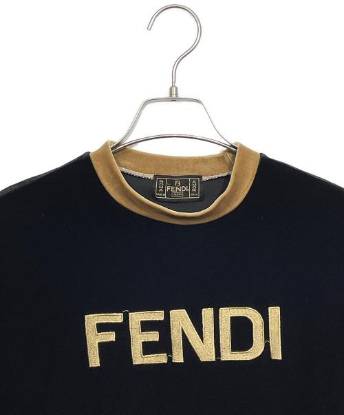 FENDI（フェンディ）FENDI (フェンディ) ベロア長袖カットソー ブラック サイズ:38の古着・服飾アイテム