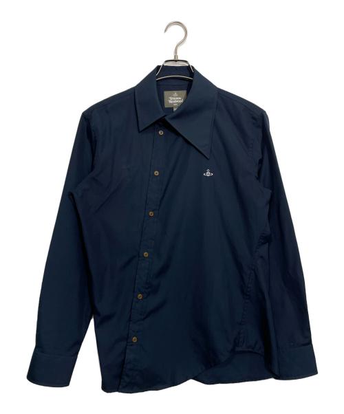 Vivienne Westwood（ヴィヴィアンウエストウッド）Vivienne Westwood (ヴィヴィアンウエストウッド) 変形アシンメトリーシャツ ネイビー サイズ:50の古着・服飾アイテム