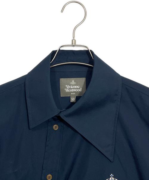 Vivienne Westwood（ヴィヴィアンウエストウッド）Vivienne Westwood (ヴィヴィアンウエストウッド) 変形アシンメトリーシャツ ネイビー サイズ:50の古着・服飾アイテム