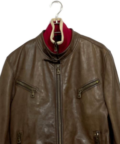 DOLCE & GABBANA（ドルチェ＆ガッバーナ）DOLCE & GABBANA (ドルチェ＆ガッバーナ) レザーライダースジャケット ブラウン サイズ:44の古着・服飾アイテム
