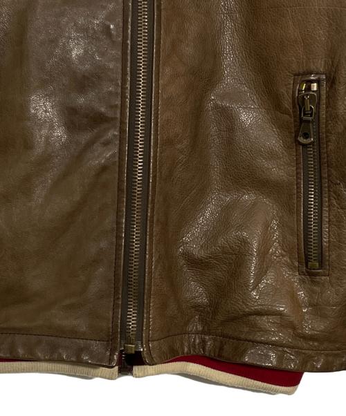 DOLCE & GABBANA（ドルチェ＆ガッバーナ）DOLCE & GABBANA (ドルチェ＆ガッバーナ) レザーライダースジャケット ブラウン サイズ:44の古着・服飾アイテム