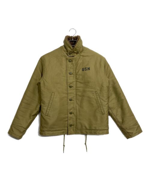 HOUSTON（ヒューストン）HOUSTON (ヒューストン) デッキジャケット オリーブ サイズ:40の古着・服飾アイテム