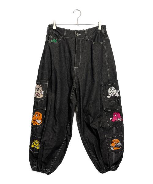 GALFY（ガルフィー）GALFY (ガルフィー) MeetsAnswer (ミートアンサー) デニム地カーゴパンツ ブラック サイズ:Lの古着・服飾アイテム