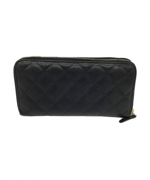 CHANEL（シャネル）CHANEL (シャネル) ラウンドファスナー長財布 ネイビーの古着・服飾アイテム
