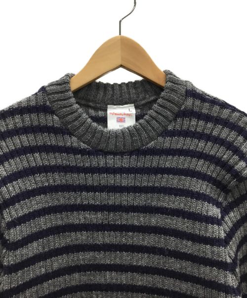 Woolly Pully（ウーリー・プーリ）Woolly Pully (ウーリー・プーリ) ウールニット グレー×ネイビー サイズ:Lの古着・服飾アイテム
