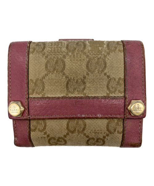 GUCCI（グッチ）GUCCI (グッチ) 2つ折り財布 ベージュ×ピンクの古着・服飾アイテム
