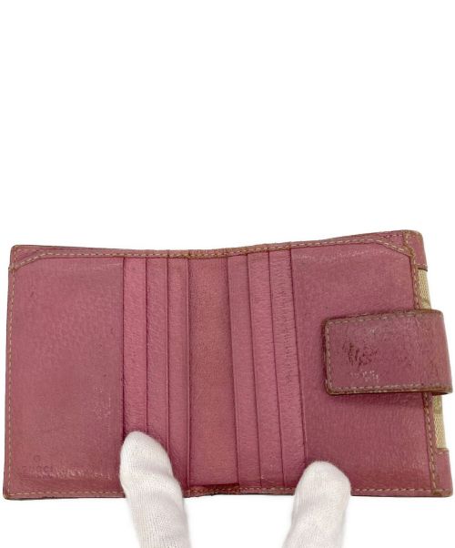 GUCCI（グッチ）GUCCI (グッチ) 2つ折り財布 ベージュ×ピンクの古着・服飾アイテム