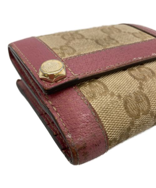 GUCCI（グッチ）GUCCI (グッチ) 2つ折り財布 ベージュ×ピンクの古着・服飾アイテム