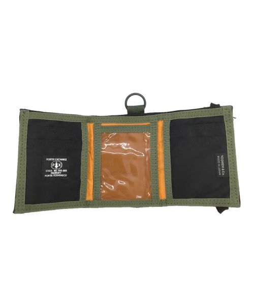 PORTER（ポーター）PORTER (ポーター) 3つ折り財布 ブラック×カーキの古着・服飾アイテム