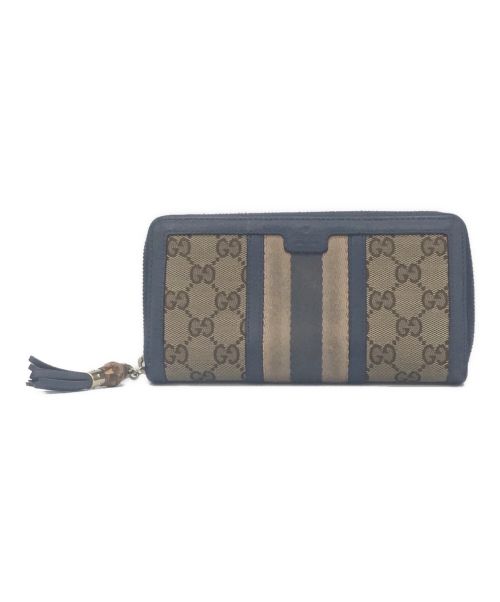 GUCCI（グッチ）GUCCI (グッチ) 長財布 ブルー×ベージュの古着・服飾アイテム