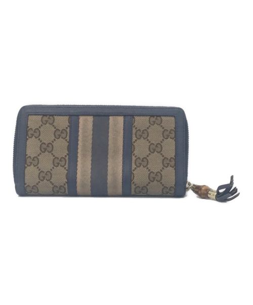 GUCCI（グッチ）GUCCI (グッチ) 長財布 ブルー×ベージュの古着・服飾アイテム