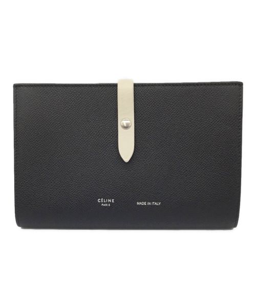 CELINE（セリーヌ）CELINE (セリーヌ) 2つ折り長財布 ブラック×ホワイトの古着・服飾アイテム